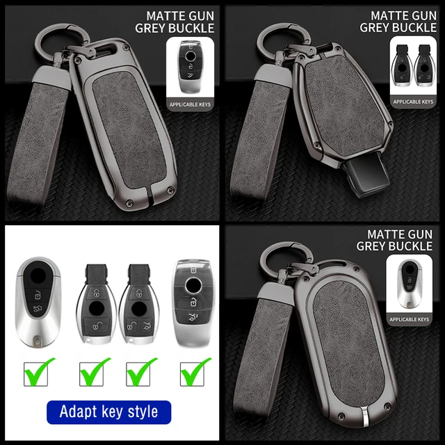 Metal Leather Car Key Case Cover Fob for Mercedes Benz - Protection and Style