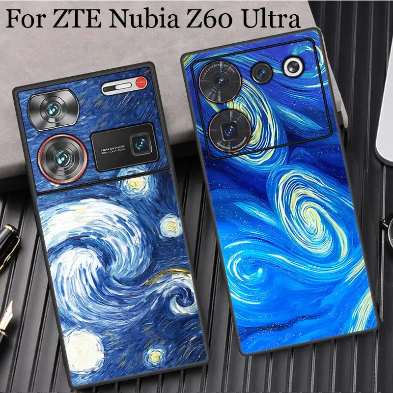 

Capa For ZTE nubia Z60 Ultra Starry Night Moon Leather Phone Case For Nubia Z50S Pro Soft Silicone Cover For Nubia Z60 Z50 Ultra