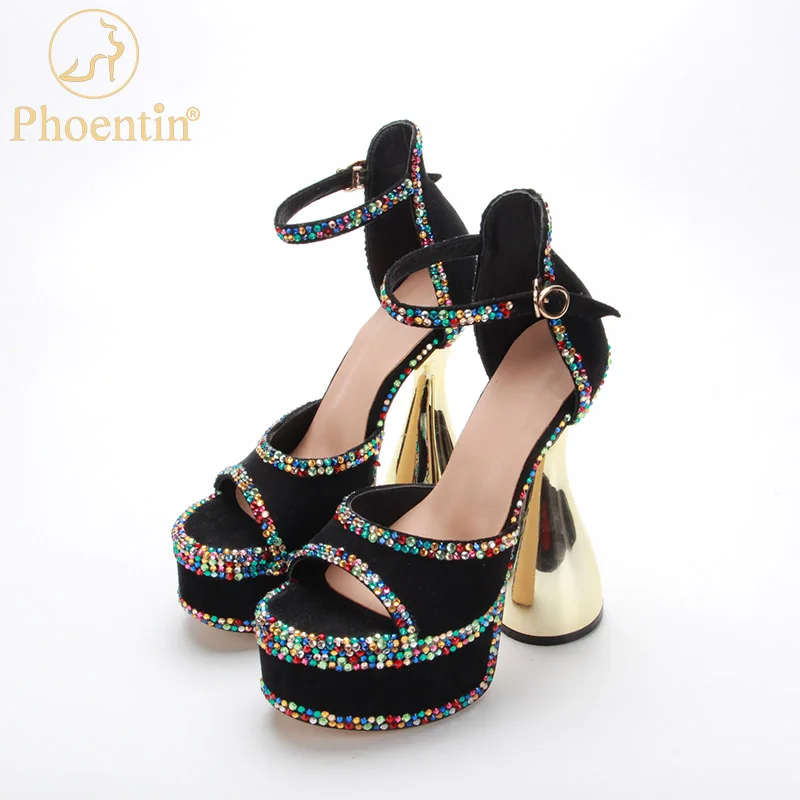 

Phoentin Sexy High Heels Platform Sandals Women's Crystal Dress Party Wedding shoes Lady 2023 New Genuine leather Shoes FT2207