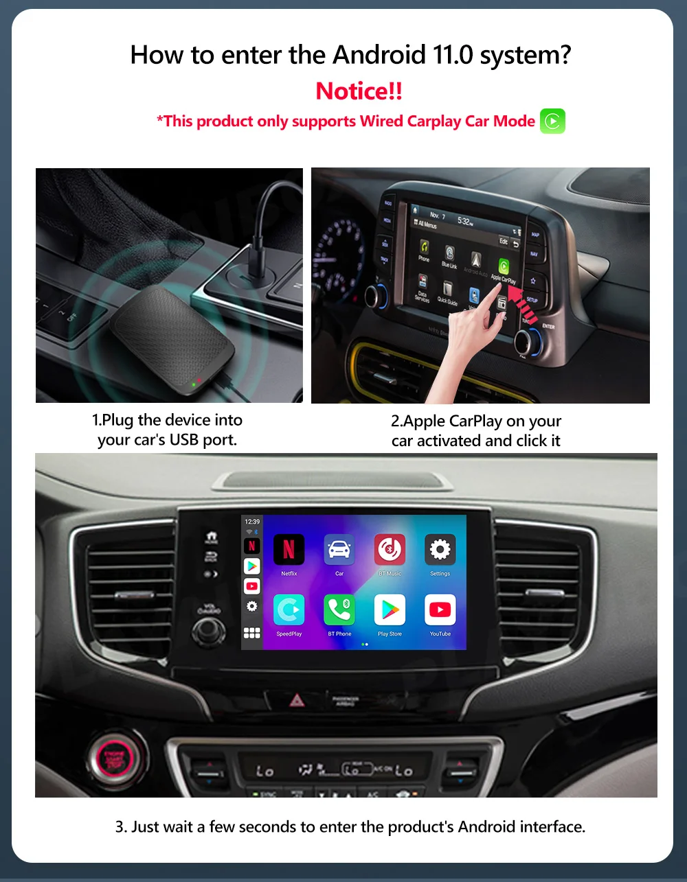 UX999SImple Garantie 1 an Carplay sans fil iptv Netflix Carplay