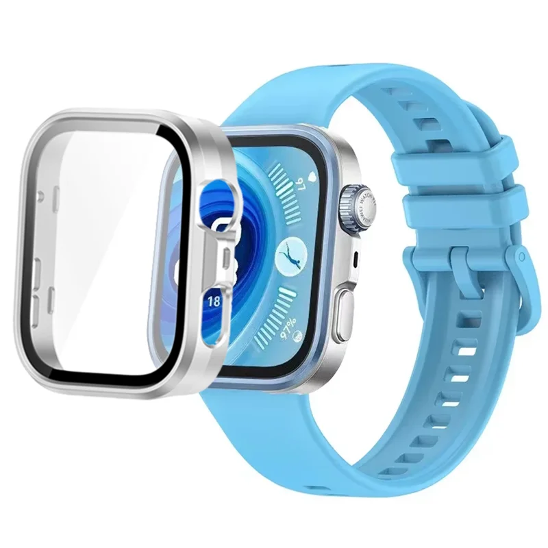 Breathable Silicone Strap with Protective Tempered Glass Screen and HD PC Case