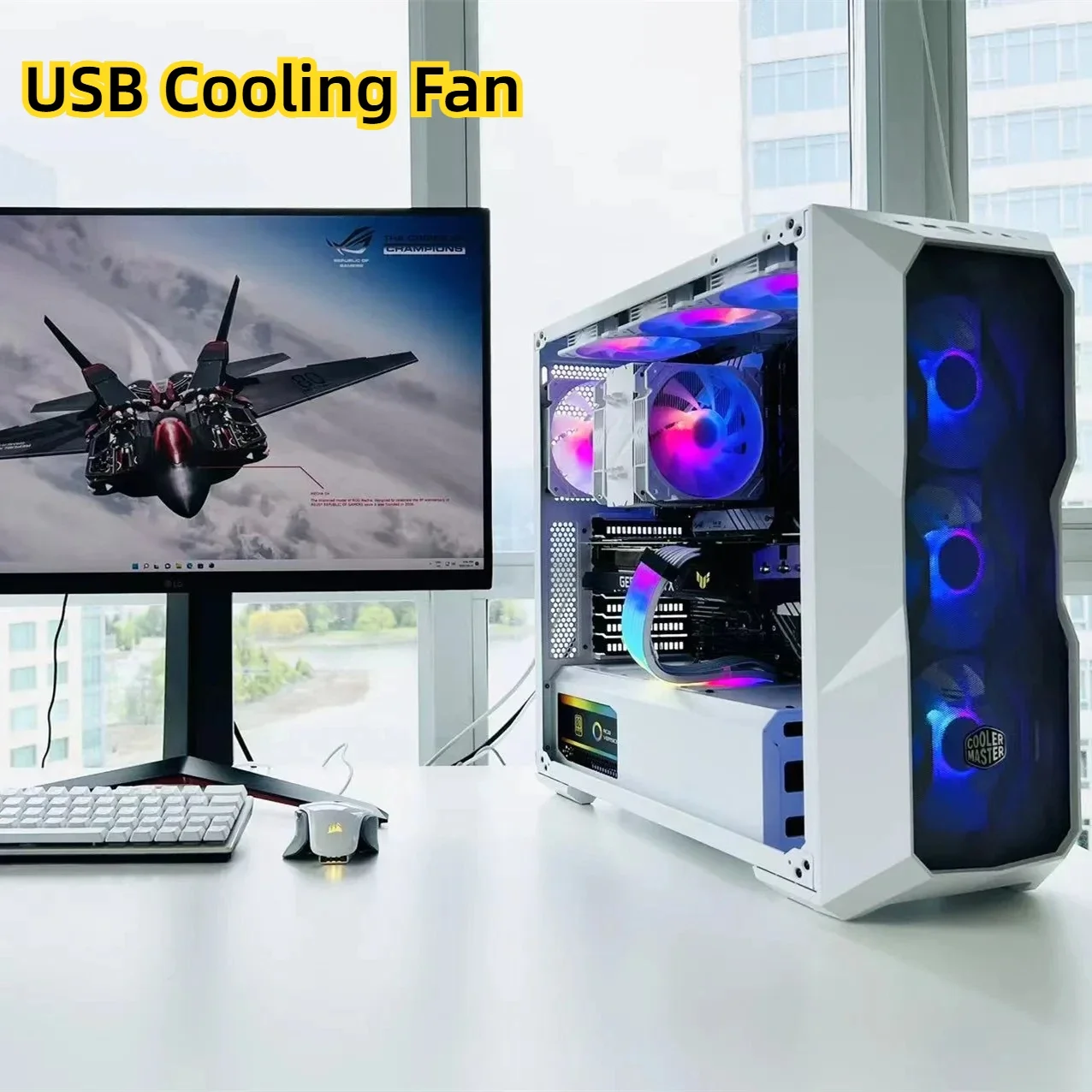 USB Gadgets RGB Colorful Chassis Fan Large 4PIN Air-cooled Silent Cooling Fan Desktop Computer Cooling Ventilateur