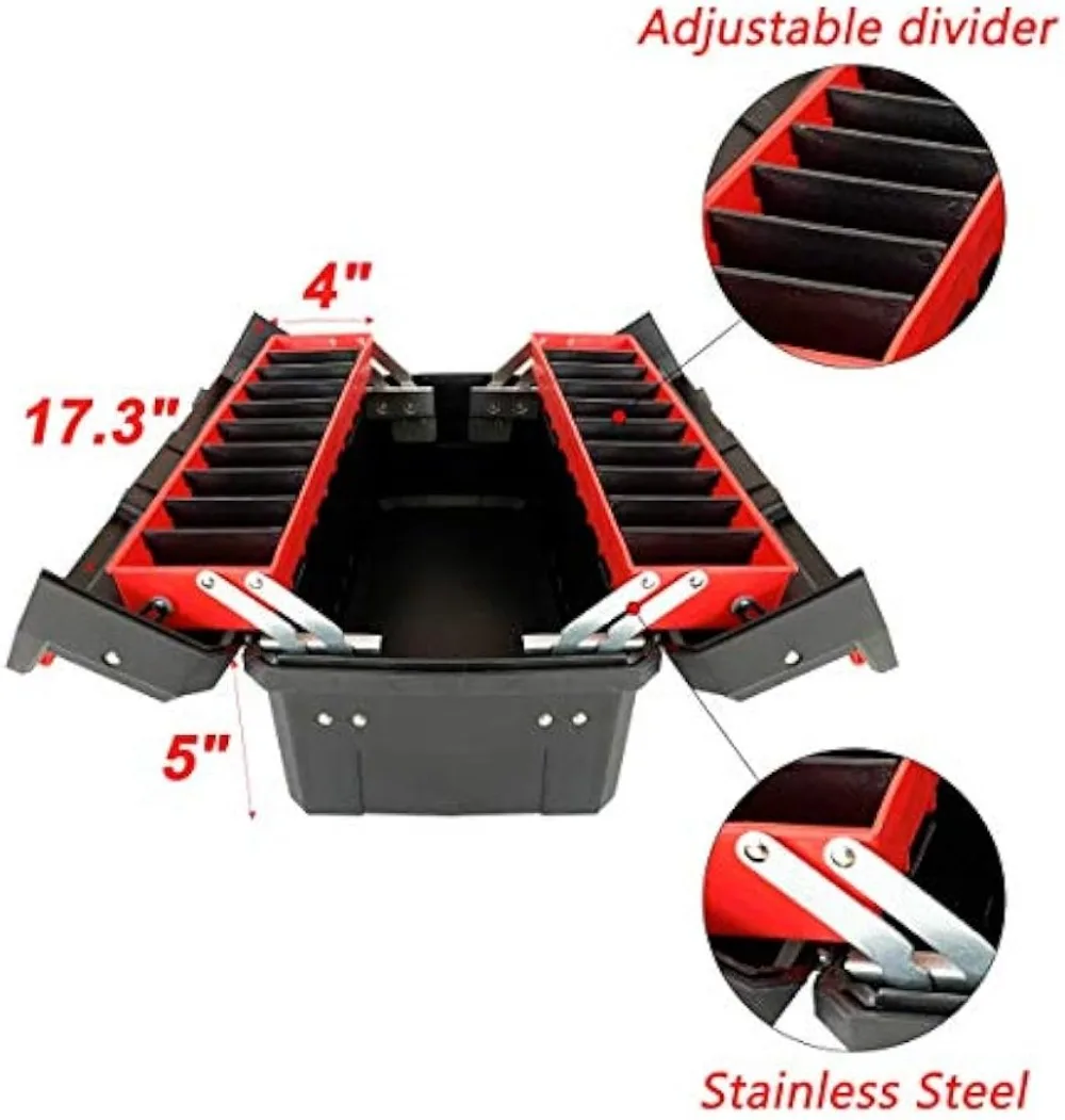 Tool Box Organizer with Adjustable Compartment, Portable Toolbox with Handle, Perfect for Home and Office, Tool Storage, 18.5" 4