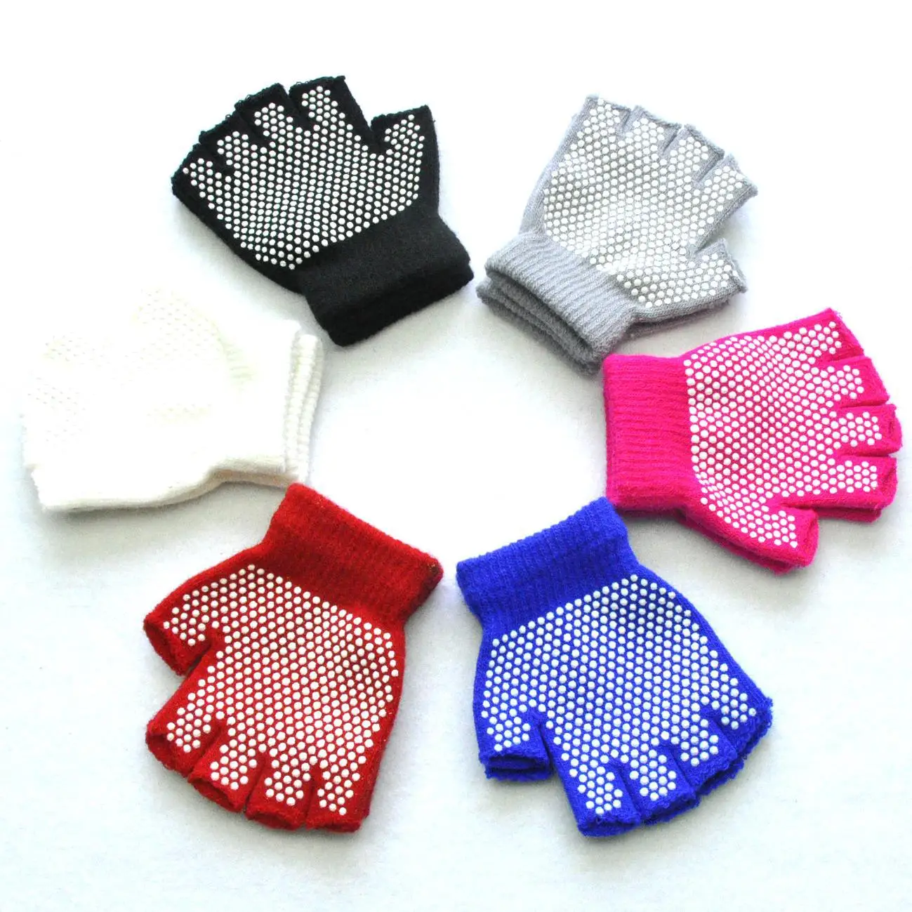 5-12Y Children Winter Half Finger Anti Slip Knitted Warm Gloves for Boys Girls Student Mittens Outdoor Cycling Skiing Gloves