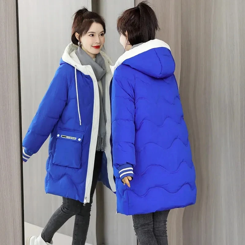 

Women Winter Down Padded Jacket 2023 New Coat Warm Thick Hooded Parkas Cotton Coat Korean Loose Female Outerwear Jackets