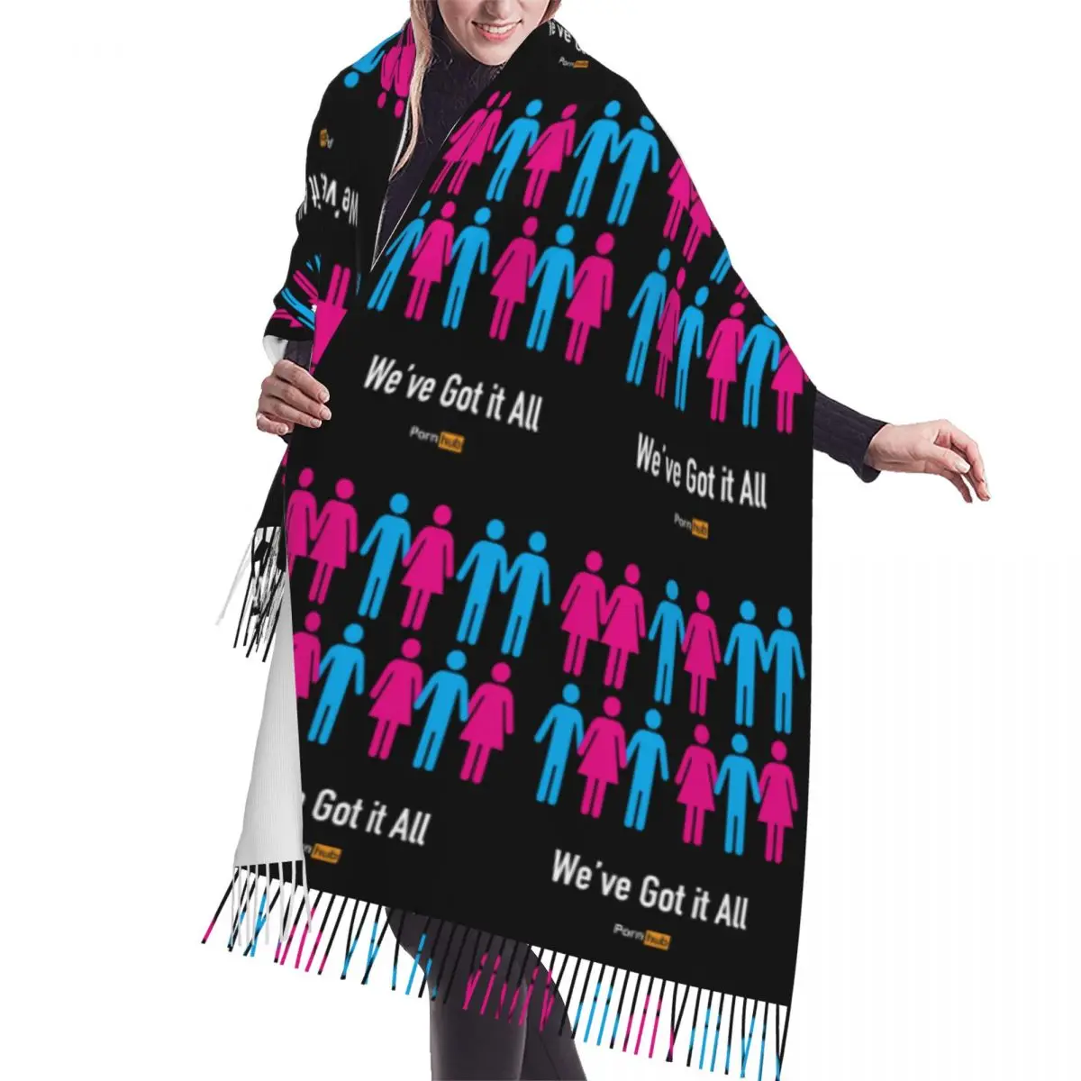 

Pornhub значок женский шарф с кисточками мягкая модная универсальная шаль, женские зимние шарфы