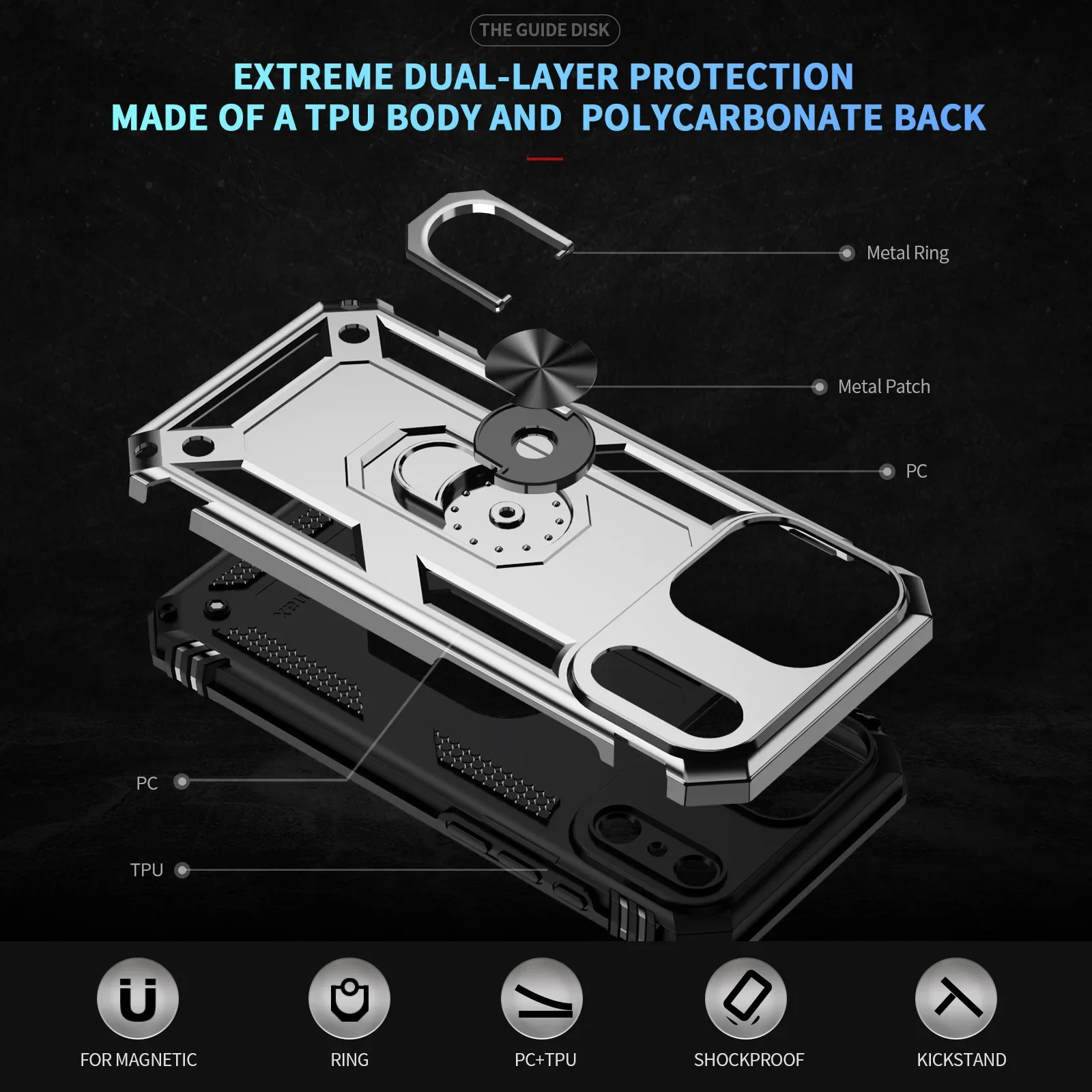 iPhone Armor Case with Magnetic Ring Holder 4