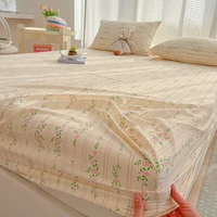 2025 New Type A Washed Crepe Yarn Printing Bed Head Small Fresh Mattress Cover 360 Degree Wrap with Elastic Bedspread 1