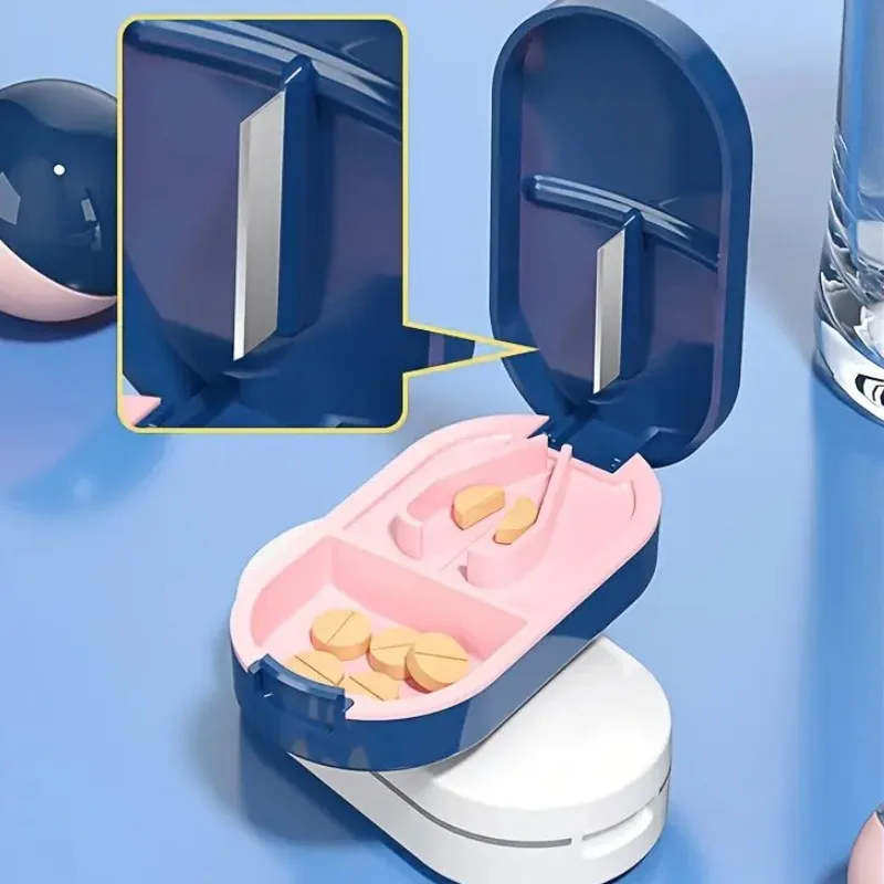 Portable Pill Cutter with Stainless Steel Blade for Travel