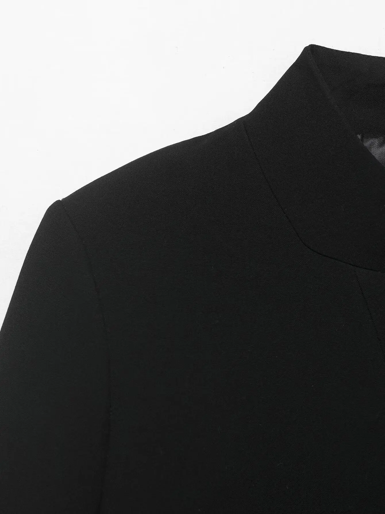 TFMLN 2026 Trendige Damen-Anzugjacken Stehkragen Halbarm-Blazer Einfarbig Eleganter Minimalistischer Stil OL Mode Oberbekleidung – Detail 5