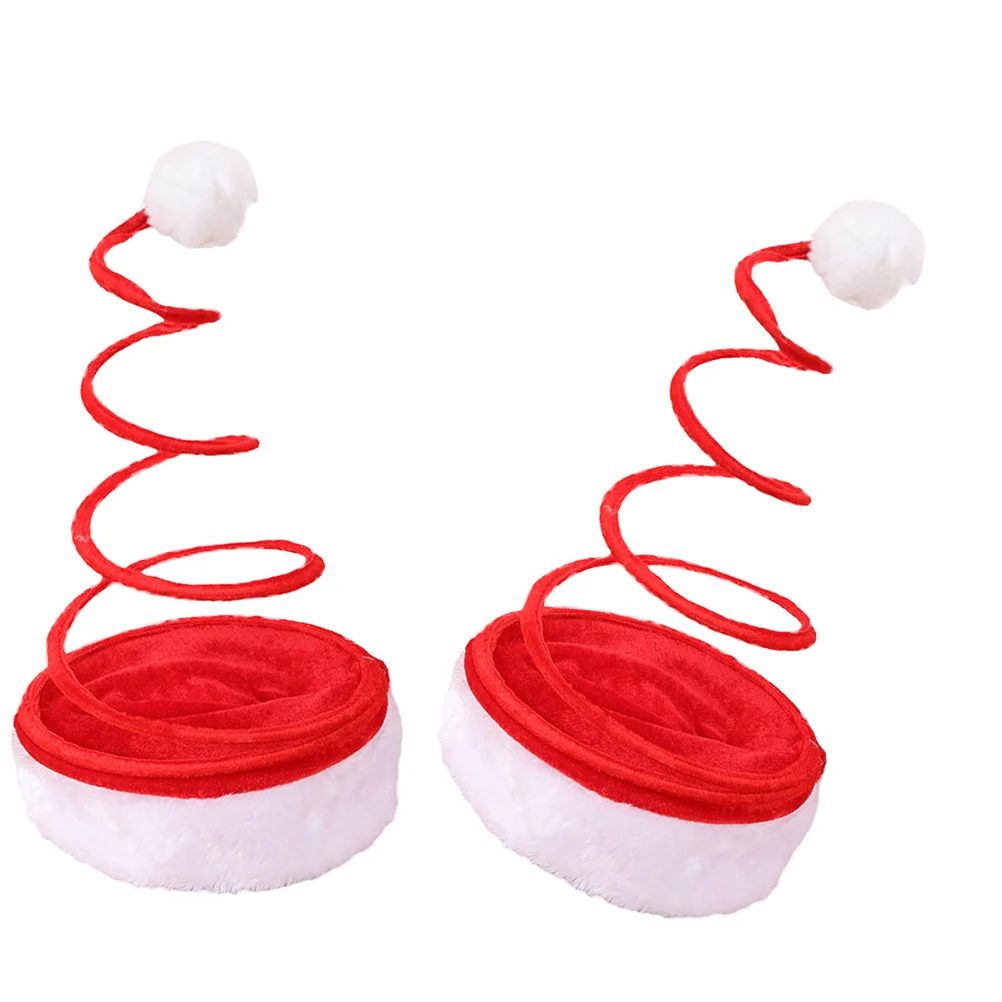 

2 Pcs Christmas Decoration Hat Party Spring Creative Cosplay Funny Santa Fabric Xmas