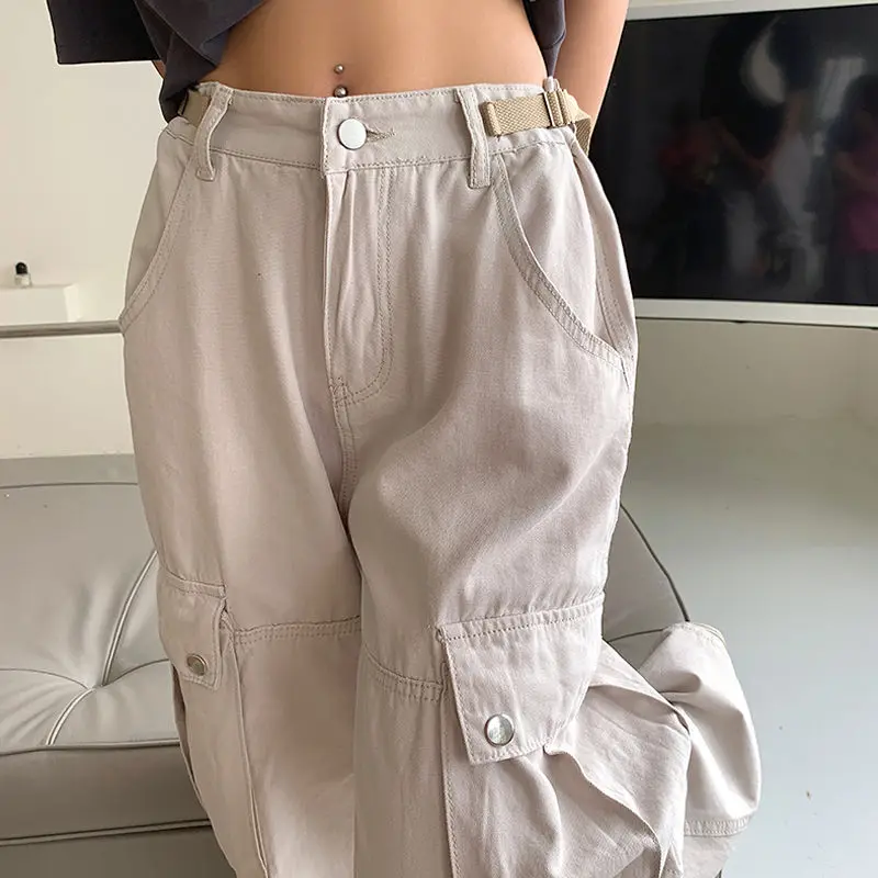 

Baggy Wide Leg Cargo Pants Women 2022 Fashion Retro High Waist Straight Trousers Streetwear Joggers Y2K Punk Pocket Sweatpants