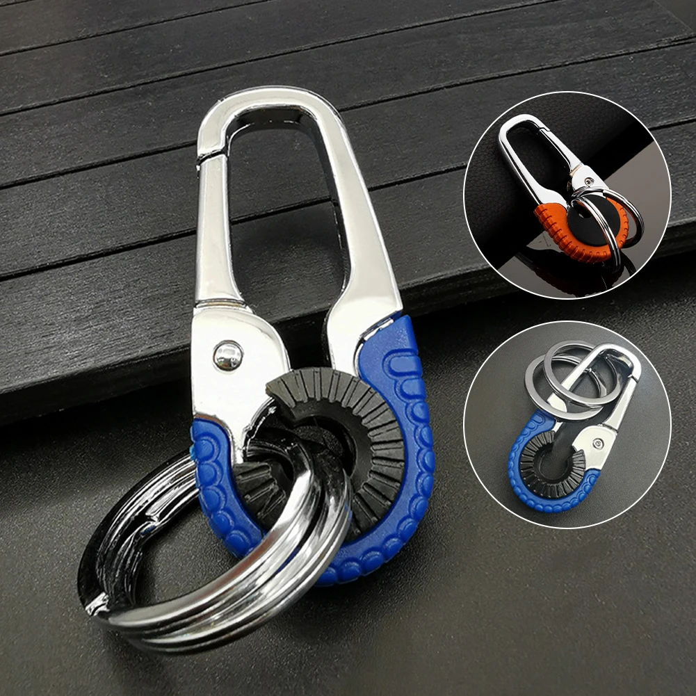 

2pcs Men Car Keychain Hook Stainless Steel Buckle Outdoor Carabiner Climbing Double Ring Car Fishing Keyring Chains Tool Chest