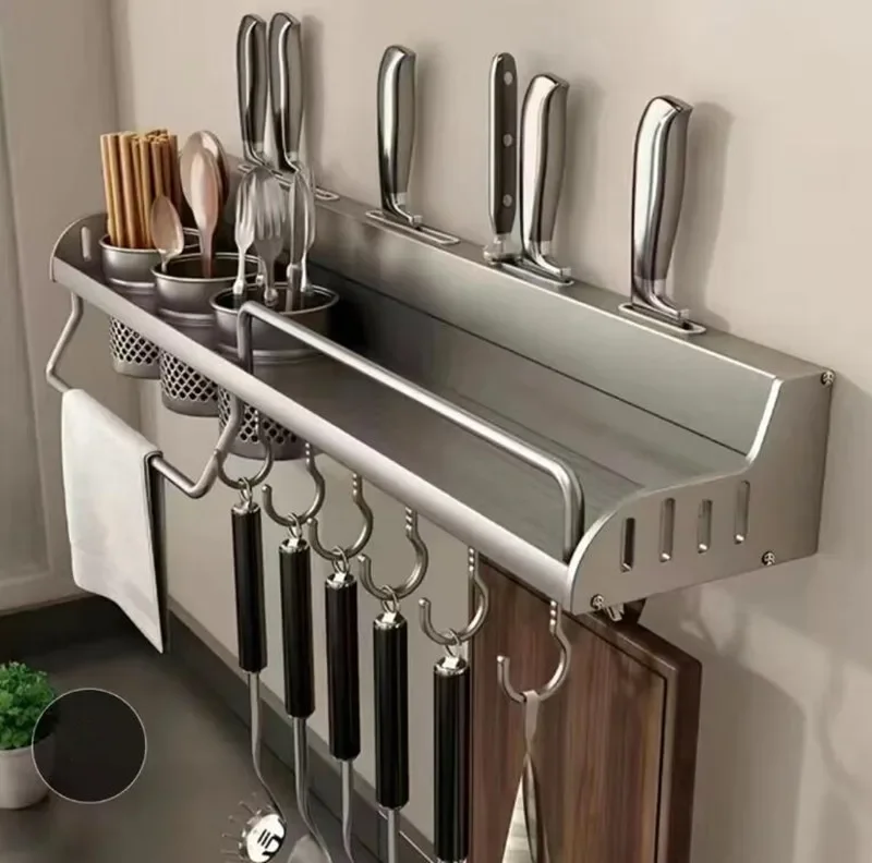 Kitchen Storage Rack Multifunctional Cutting Board Holder Wall Spice Rack Utensils Rack for Kitchen Seasoning Holder Organize 5