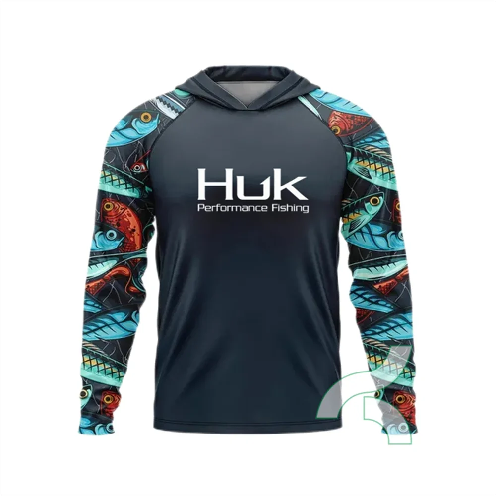 

HUK Fishing Shirts Men Hoodie T-shirts Summer Fishing Clothing Camping Hiking Upf 50+ Sun Protection Breathable Camisa De Pesca