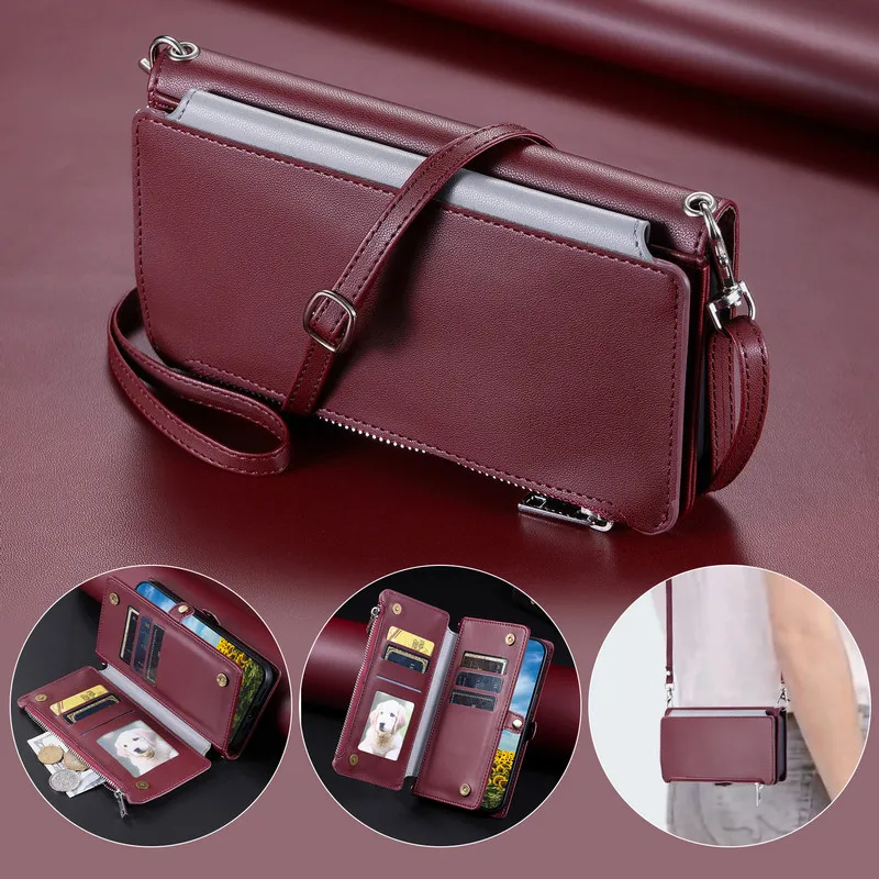thumbnail image 1 of Funda de cuero con cremallera cruzada para Xiaomi Redmi Note 13 Pro 5G 4G 2024 para Redmi Note 13 Pro Plus 13C 13R Turbo 3 A3, 1 of 5