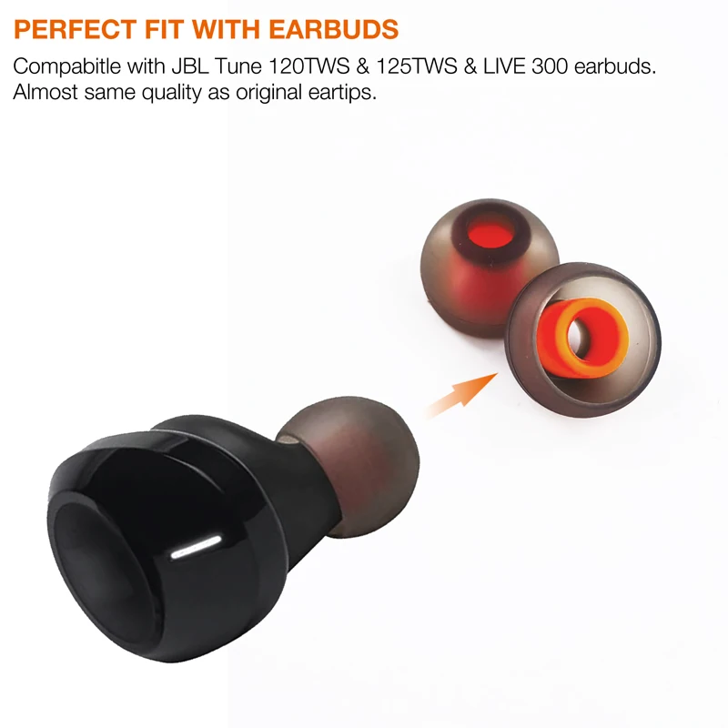 Silicone Eartips Compatible with JBL Tune 120TWS 125TWS LIVE 300 Earbuds Earpads with S.M.L Size