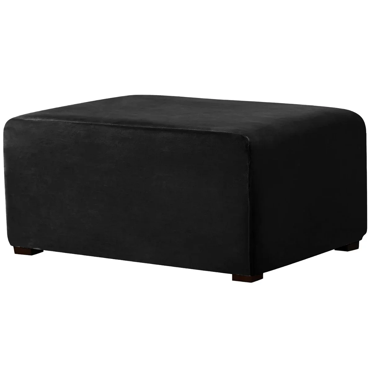 Luxurious Velvet Stretch Rectangle Ottoman Slipcover - Washable and Removable Footstool Protector