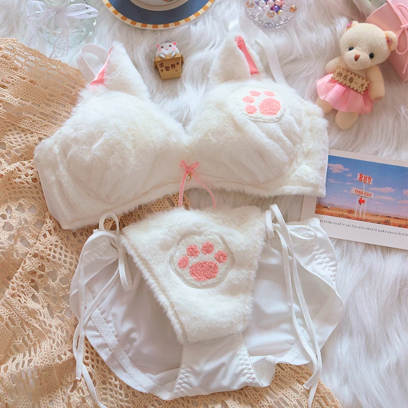 Winter Women Lingerie Sets Sexy Underwear Set Plush Soft Warm Bra Sets  Girls' Lovely Panda Ropa Interior Femenina Lingery