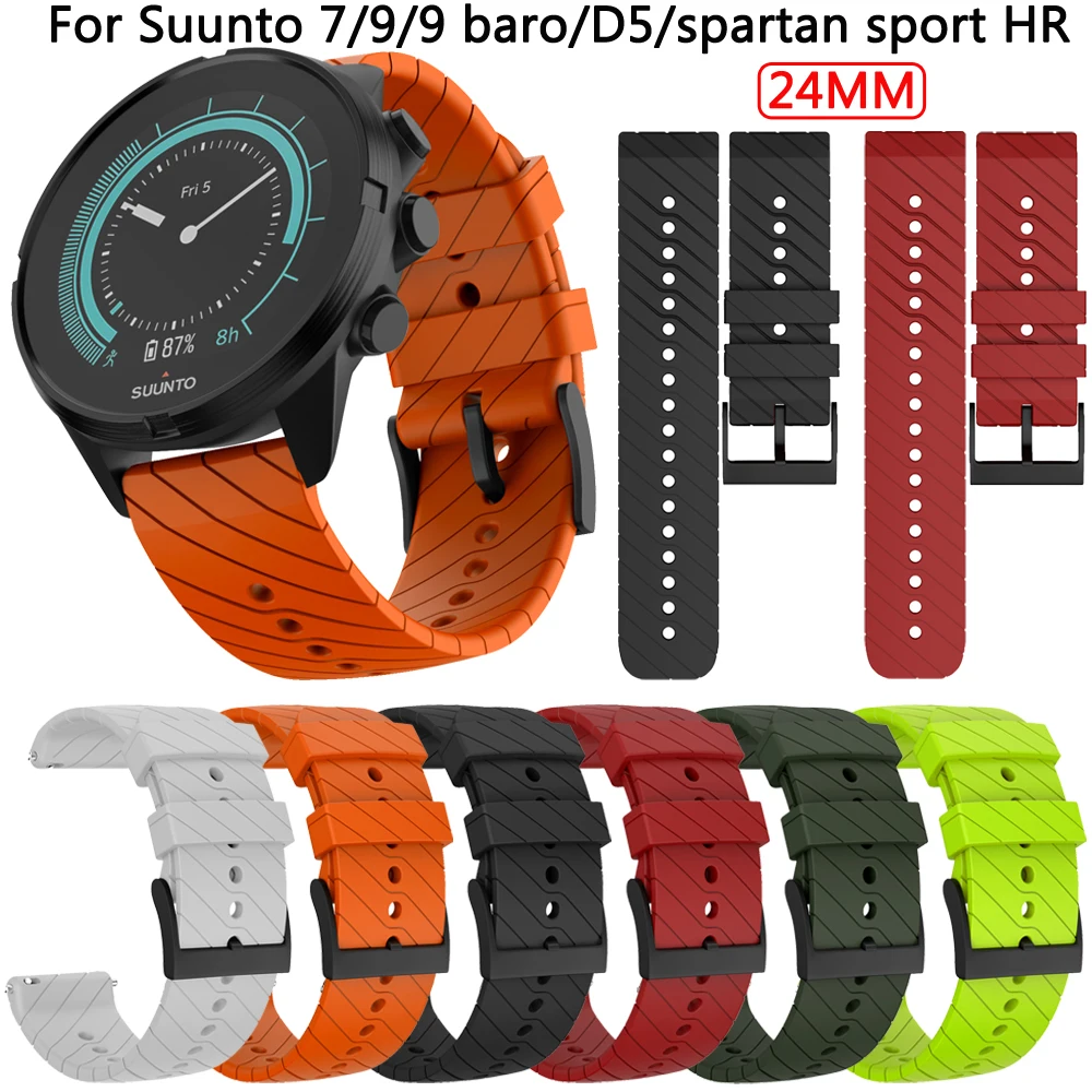 24mm Silicone Replacement Watch Straps For Suunto 9 Spartan Sport Wrist