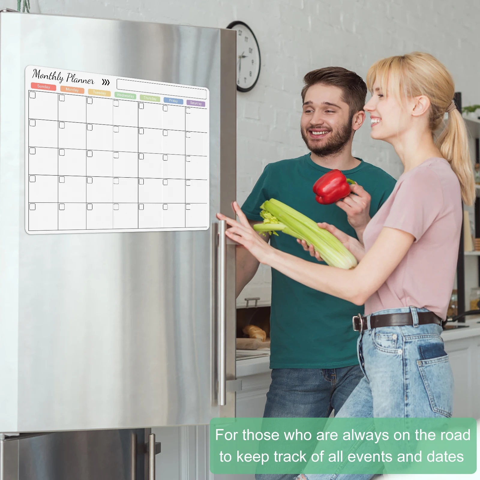 Dry Erase Magnetic Calendar for Refrigerator Reusable Monthly Planner Board Fridge Calendar White Board With Pen Planning Board