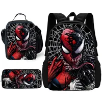 Child Hot Cartoon S-Superheros Venoms School Backpack with Lunch Bags ,Pencil Bags ,School Bags for Boys Girls Best Gift