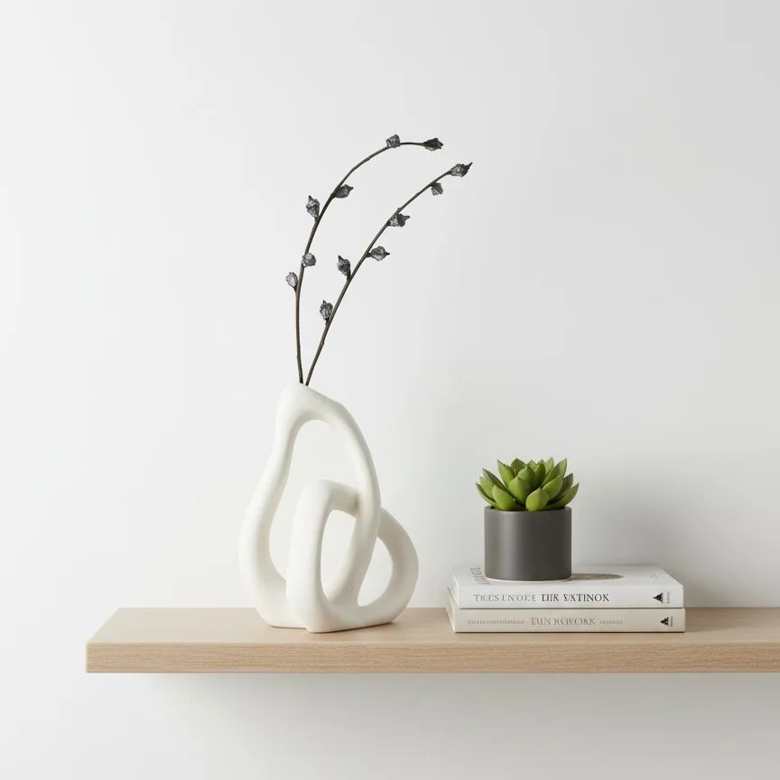Abstract Ceramic Vase for Flower Arrangements - Home and Office Decor Accessory