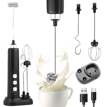 Mixer portatile ricaricabile tramite USB: mini montalatte elettrico con 3 velocità, ausilio per montare e cuocere al forno, accessori multifunzionali 1