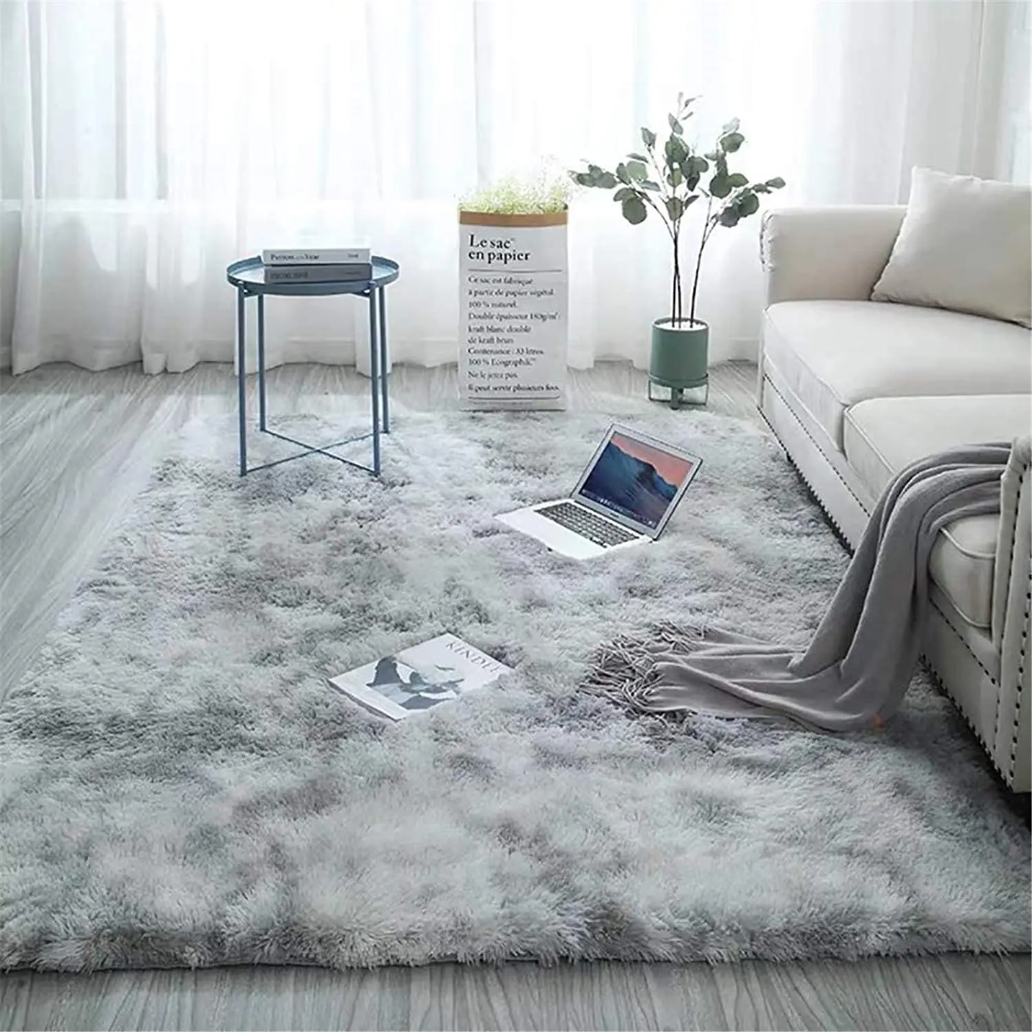 Soft Area Rug Furry Plush Carpet Bedroom Living Room Home Décor Floor Mat  Gray