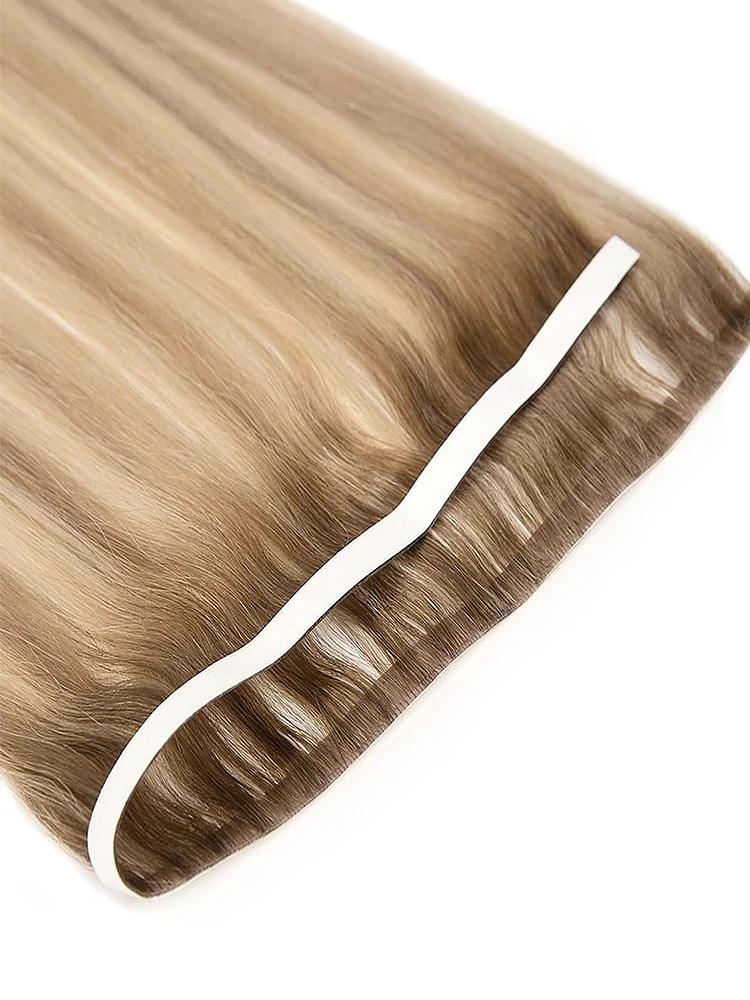 Invisible Genius Long Tape In Hair Extensions Double Weft One Piece Tape-In Real Human Hair Highlight Blonde Long Weft Wide Hair 4