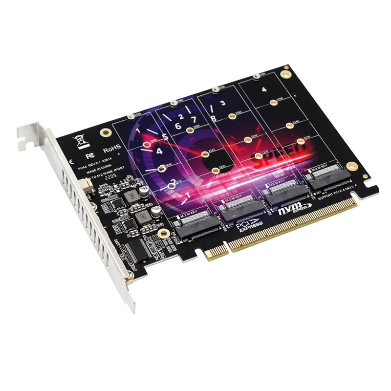 Cartão Raid Nvme Pci Express 4.0 X16 a Portas Adaptador de Cartão de Expansão Nvme 4x 32gbps M.2 Nvme Ssd m Chave Pci-e Split Card Riser Novo - Imagem 4