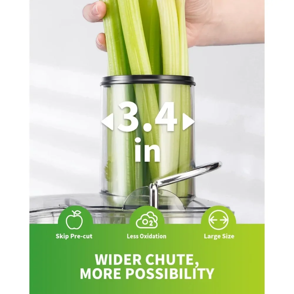 NEW-1300W Powerful Juicer with Larger 3.4" Feed Chute, Titanium Enhanced Cutting System, Centrifugal Juice Extractor Maker with