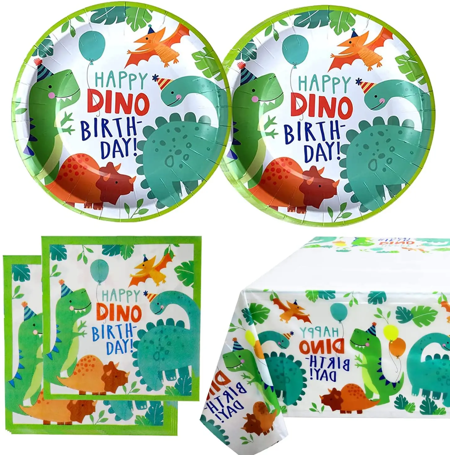 

Cute Jungle Dinosaur Disposable Tableware Happy Dino Birthday Napkin/Plate/Cup Jurassic World Roar Kids Happy Birthday Party Set