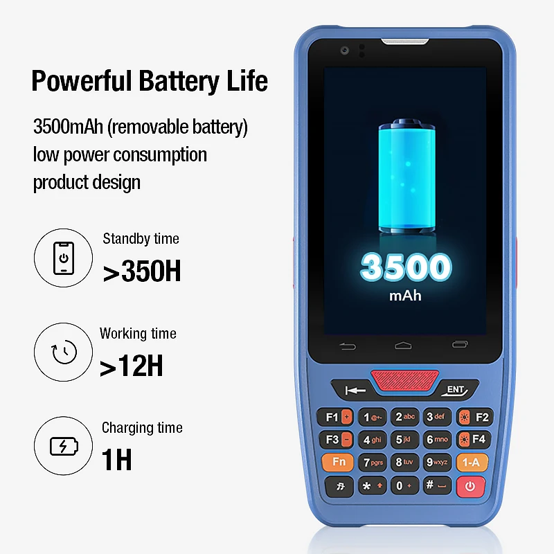 휴대용 PDA 안드로이드 12 바코드 1D 2D 스캐너, 키보드 POS 터미널 NFC 리더, 와이파이 4G 블루투스 GPS 데이터 수집기