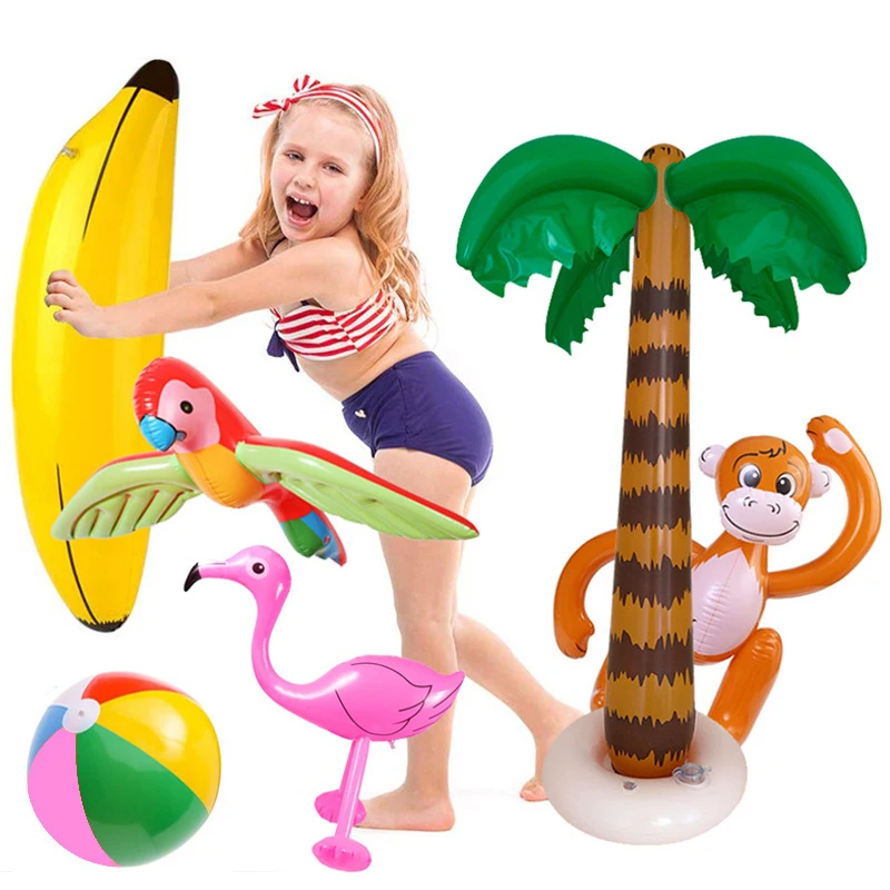Hawaiian Coconut Palm Tree Balloon Inflatale Tropical Bird Ball Flamingo Summer Beach Birthday Party Decor Supplies Luau Wedding
