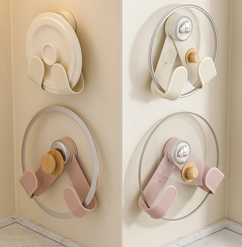 Suction Cup Rotating Pot Lid Rack Chopping Board Cutting Board Hooks Kitchen Multifunctional Nail-free  Wall Mounted Shelves 4