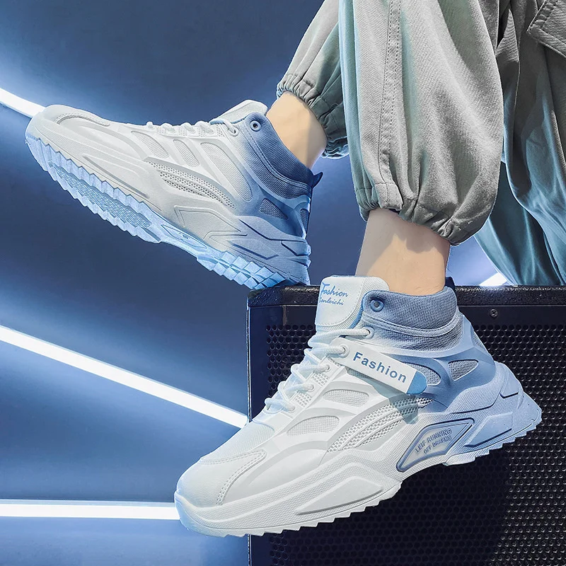 

Men Casual Sneakers Lace Up Fashion Trend High Sports Running Shoes Breathable Mesh Chunky Sneakers For Male Zapatillas Hombre