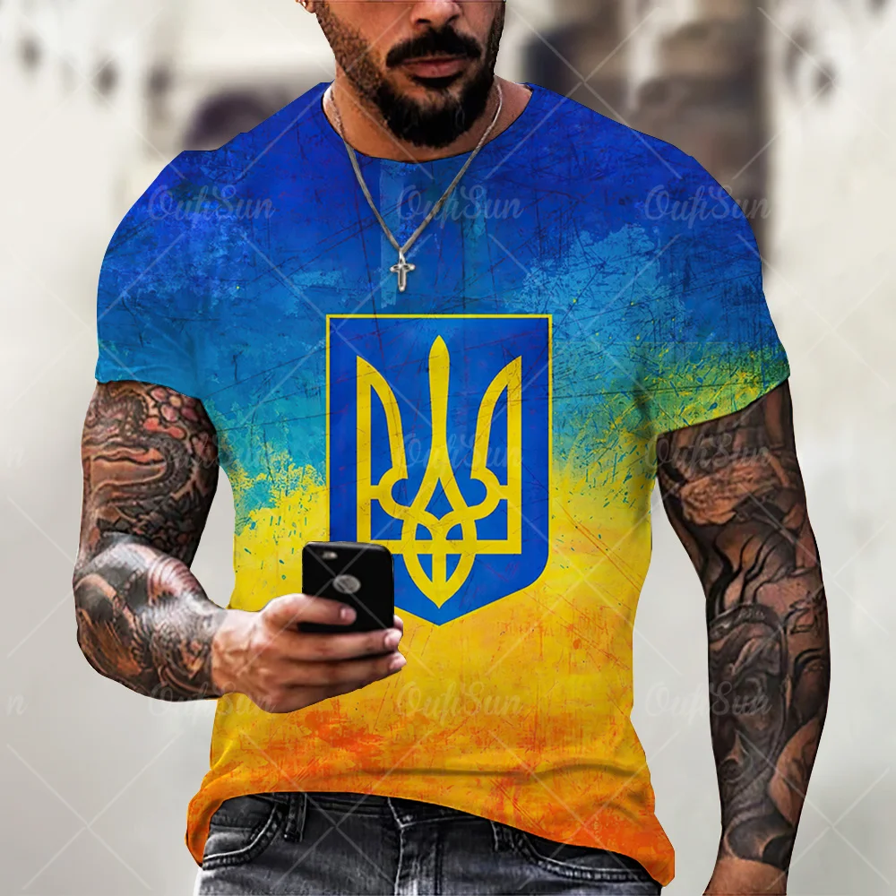 Vintage 3D Printed T-Shirts for Men Ukrainian T Shirt Men Clothing New Flag Short Sleeves Summer Fashion O-Neck Harajuku Top Tee