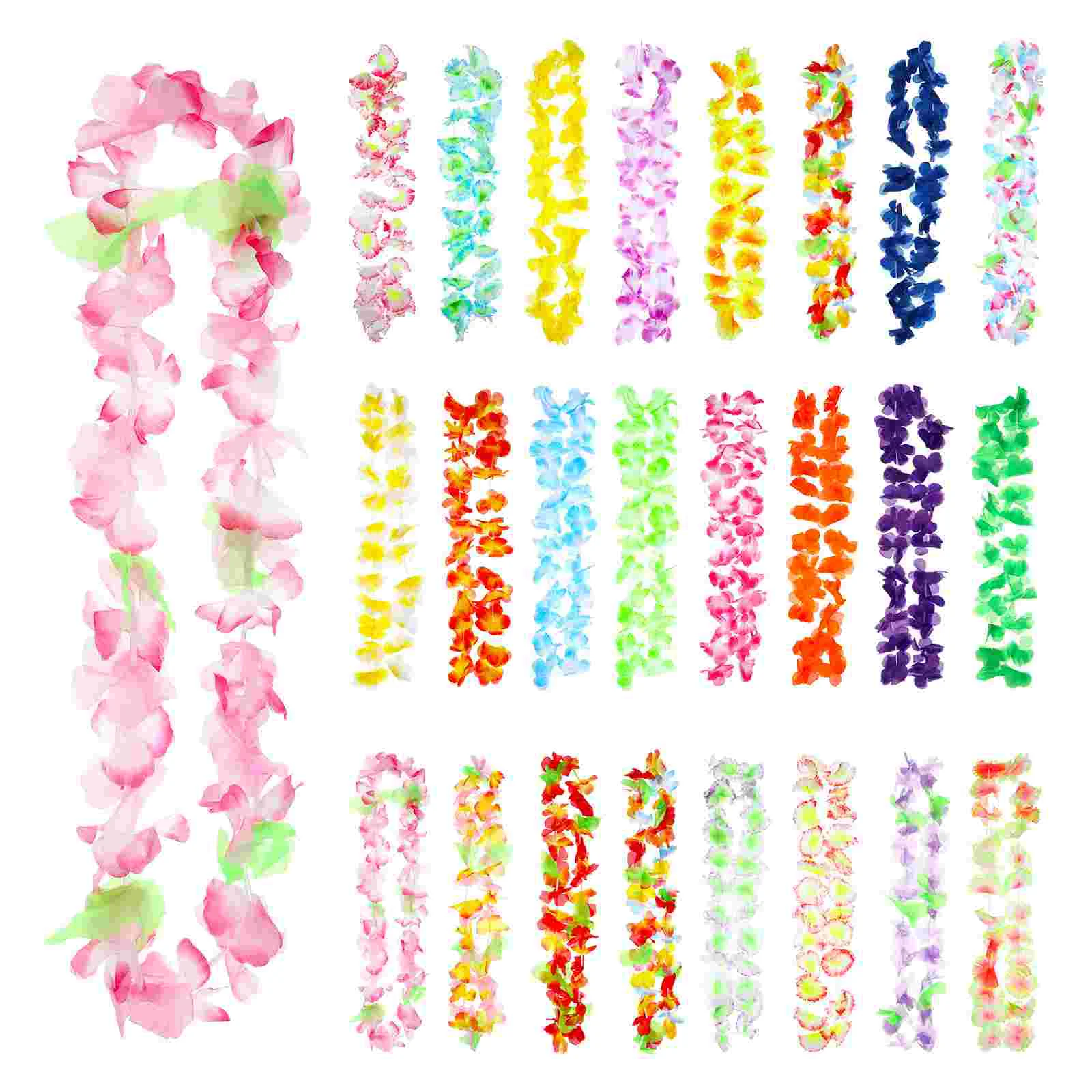 

50pcs Hawaiian Leis, Tropical Floral Leis Hawaiian Flower Leis for Luau Party Supplies ( Assorted Color )