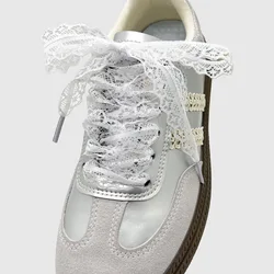 Women's Black and White Lace - Up Flat Shoelaces - 100cm (White)