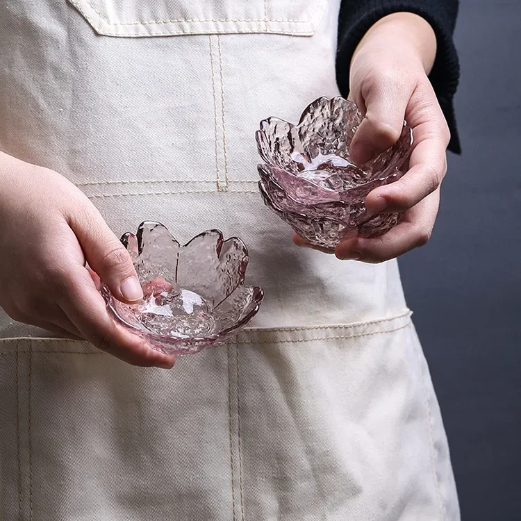 Japanese Hammer Glass Cherry Blossom Dish Creative PINK PETAL Dishes Household Dipping Tray Seasoning Salad PlatesTableware