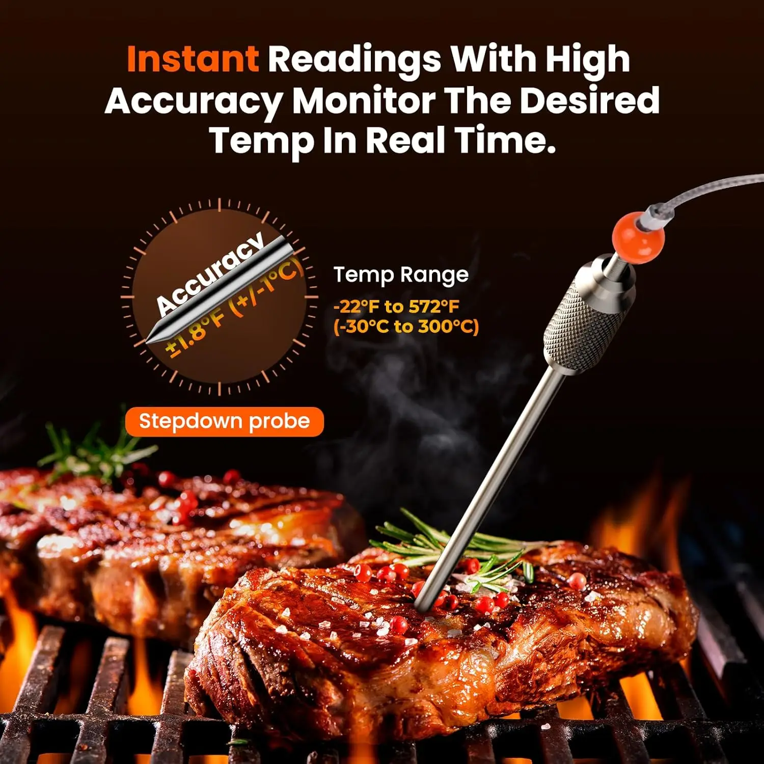 Digital meat thermometer for steak, poultry, and more