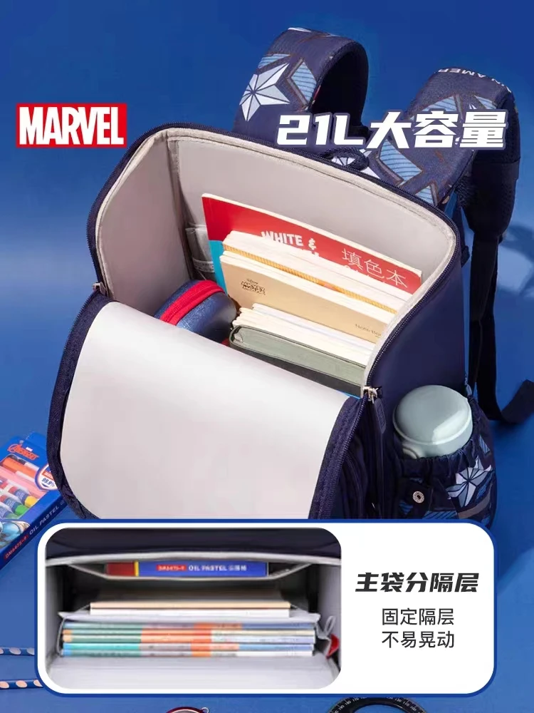 2023 Disney New School Bag For Boys Iron Spider Man Captain America Primary Student Shoulder Orthopedic Backpack Gifts Mochila