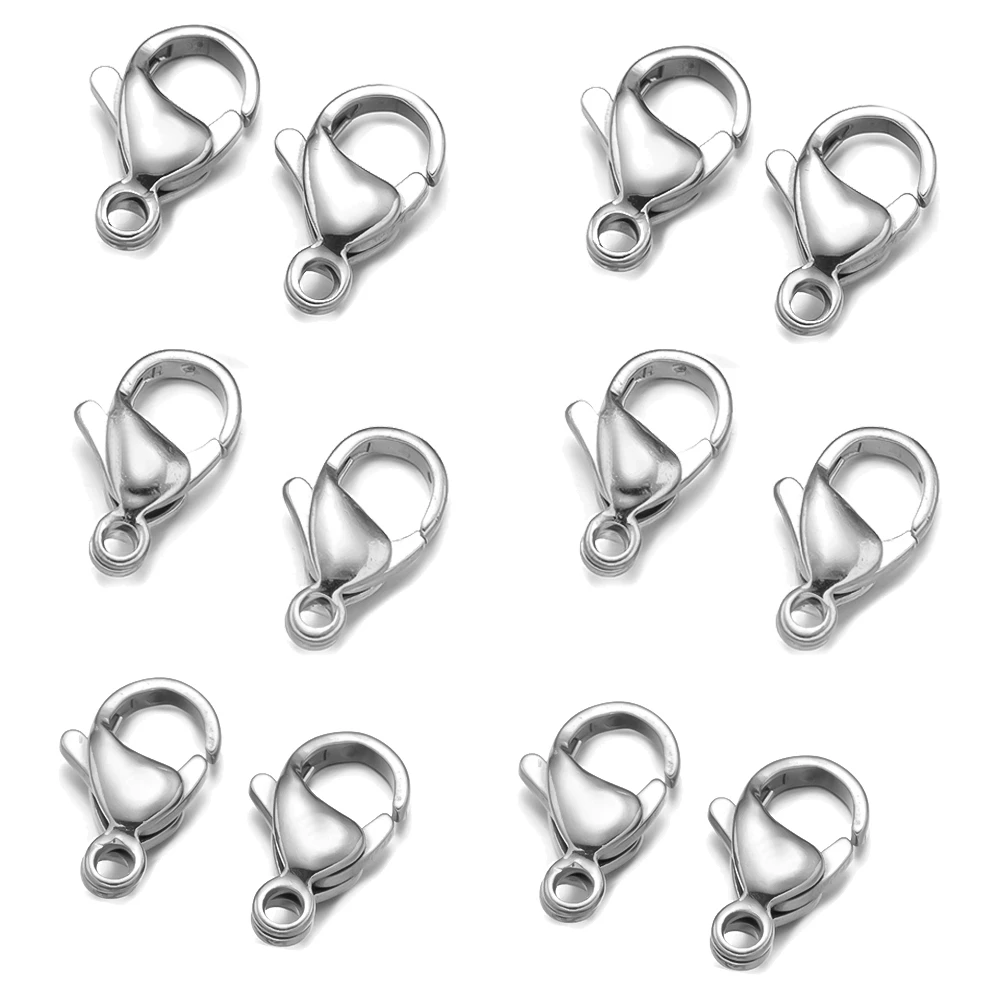 20/100pcs 9 10 11 12 13 mm Stainless Steel Lobster Clasp Hook for DIY Necklace Bracelet Chain Jewelry Making Findings Accessory 1