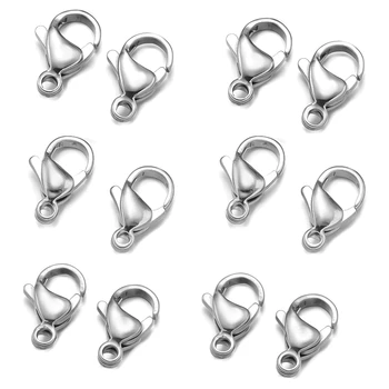 20/100pcs 9 10 11 12 13 mm Stainless Steel Lobster Clasp Hook for DIY Necklace Bracelet Chain Jewelry Making Findings Accessory 1