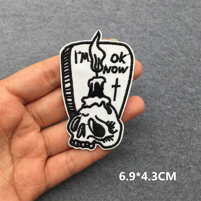 Flame Skull Embroidered Punk Patch