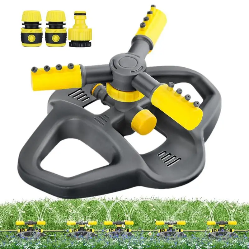 

Water Sprinkler For Lawn 360 Rotating Irrigation System Garden Sprinklers 3 Arms & 4 Nozzles Large Area Coverage Watering Device