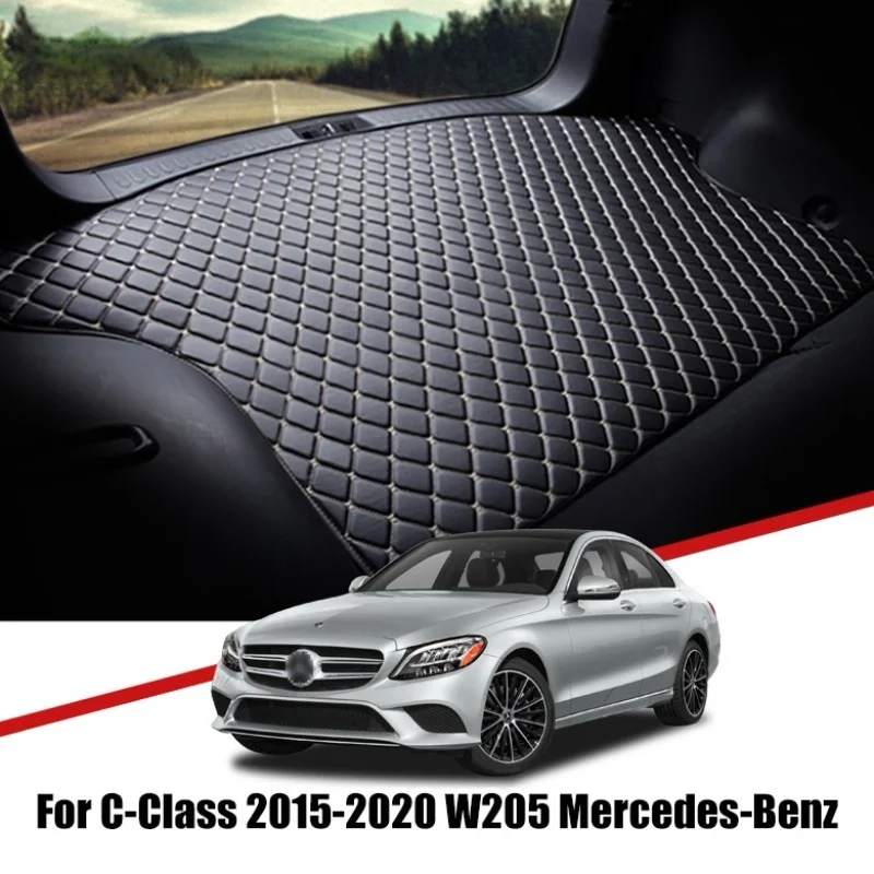 

Custom Car Trunk Leather Mats For Mercedes Benz W205 C Class 2015-2019 2020 Waterproof Non-Slip Liner Tray Cargo Accessories