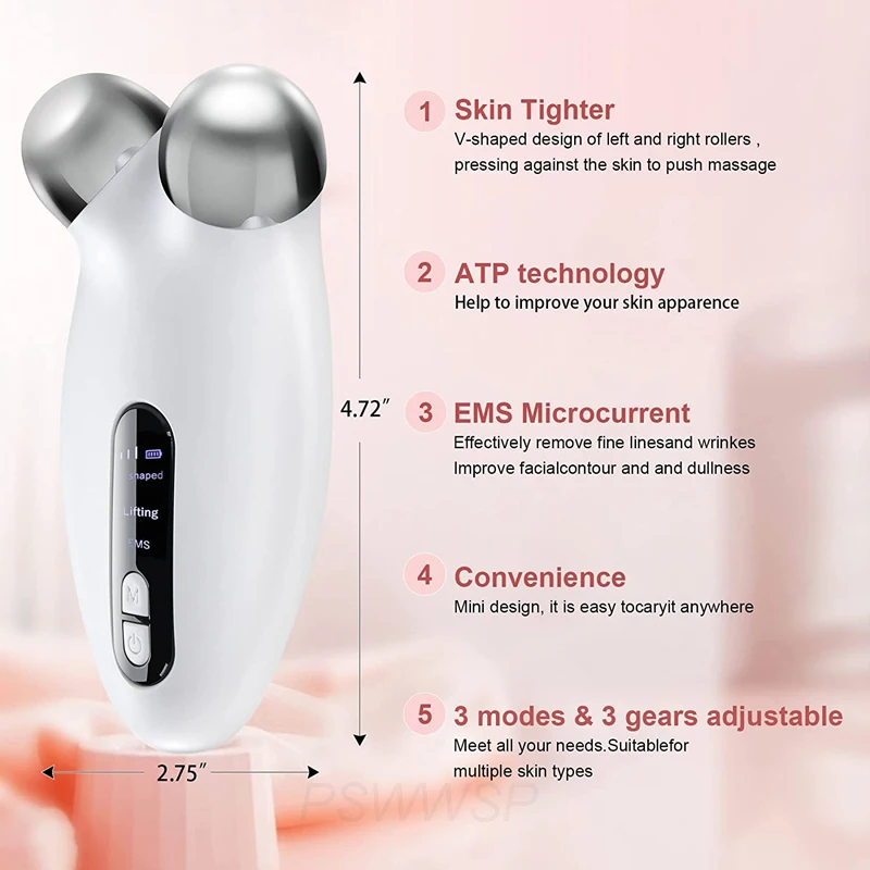 Face Lifting Massager EMS Microcurrent Roller Massage for Double Chin Reducer Tighten Anti Wrinkle Massage Beauty Devices 3