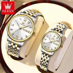 OLEVS 5525 Luxury New Fashion Couple Watches Waterproof Luminous Quartz Original Top Brand Stainless Steel Lovers Wristwatches
